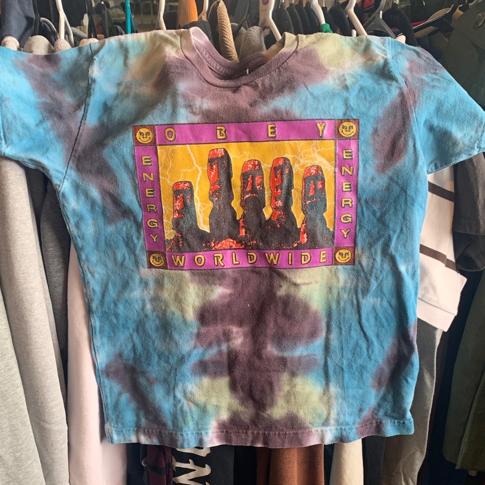 Obey Kids Energy Worldwide Tie-Dye T-Shirt - Blue and Black